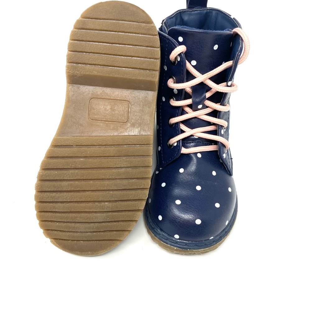 Old Navy lace up boots with pink lace and side zipper. Size 7 toddler